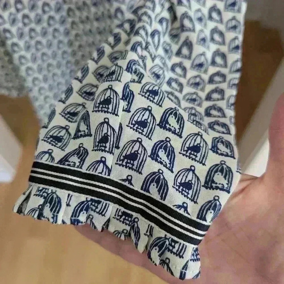 Talbots Blue White Birdcage Long Sleeve Blouse Size 1X - Picture 6 of 6
